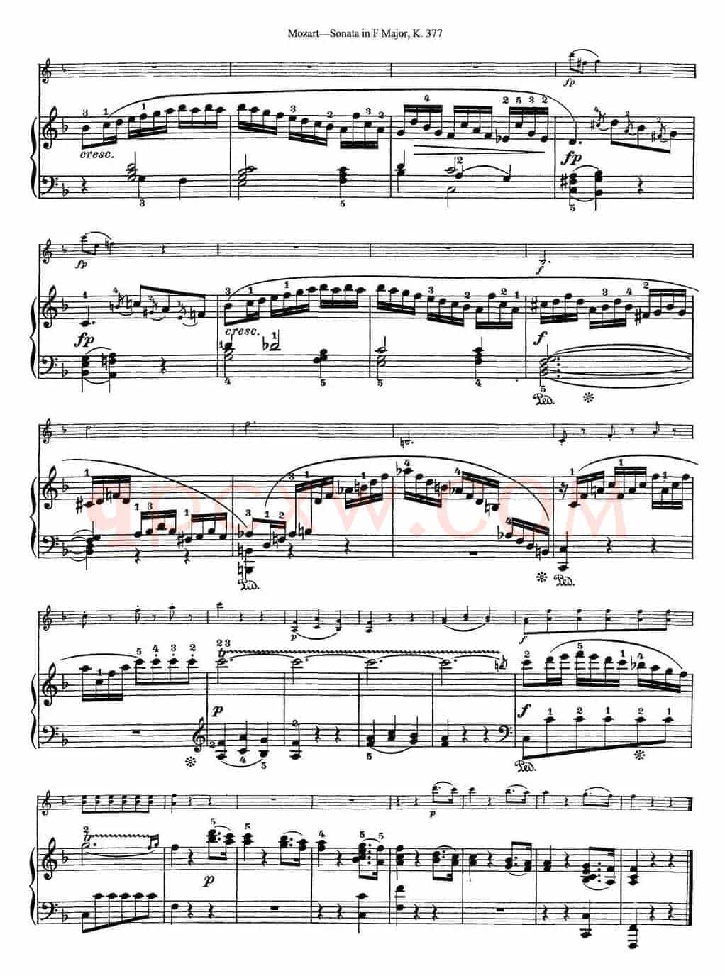 Violin Sonata in F Major K.377（小提琴+钢琴伴奏）