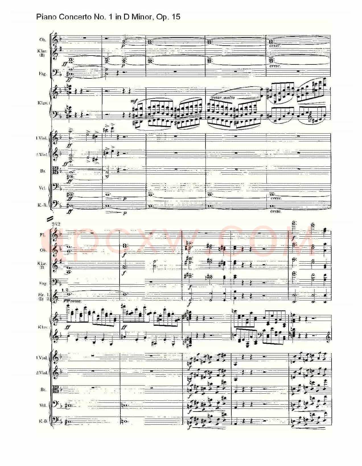 D小调钢琴第一协奏曲, Op.15第一乐章(一)