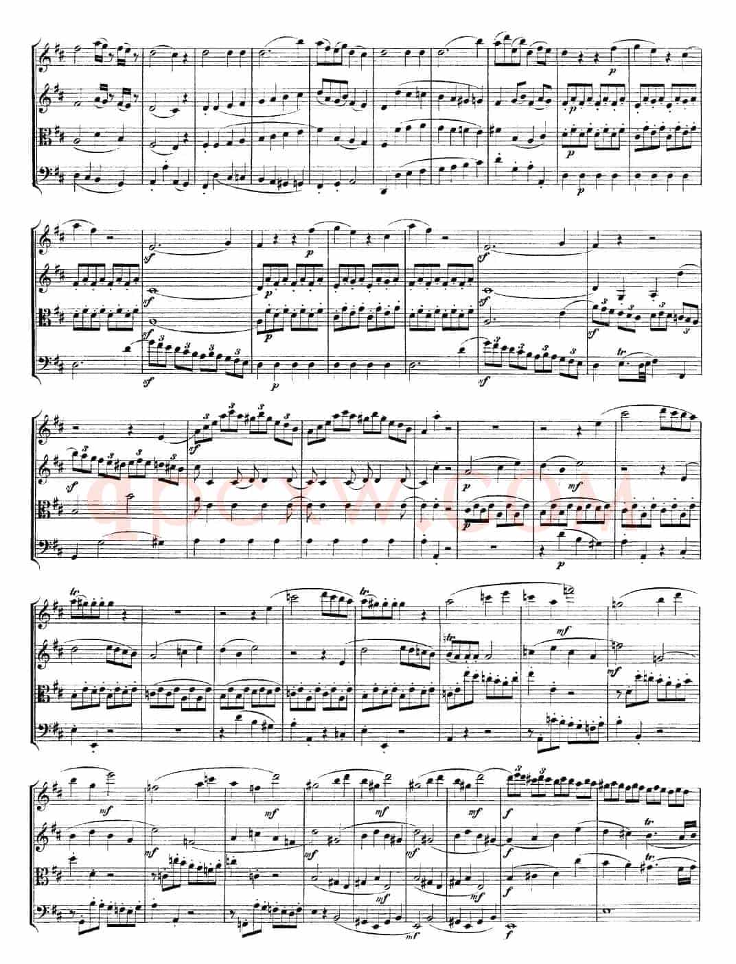 Mozart《Quartet No.21 in D Major,K.575》（总谱）