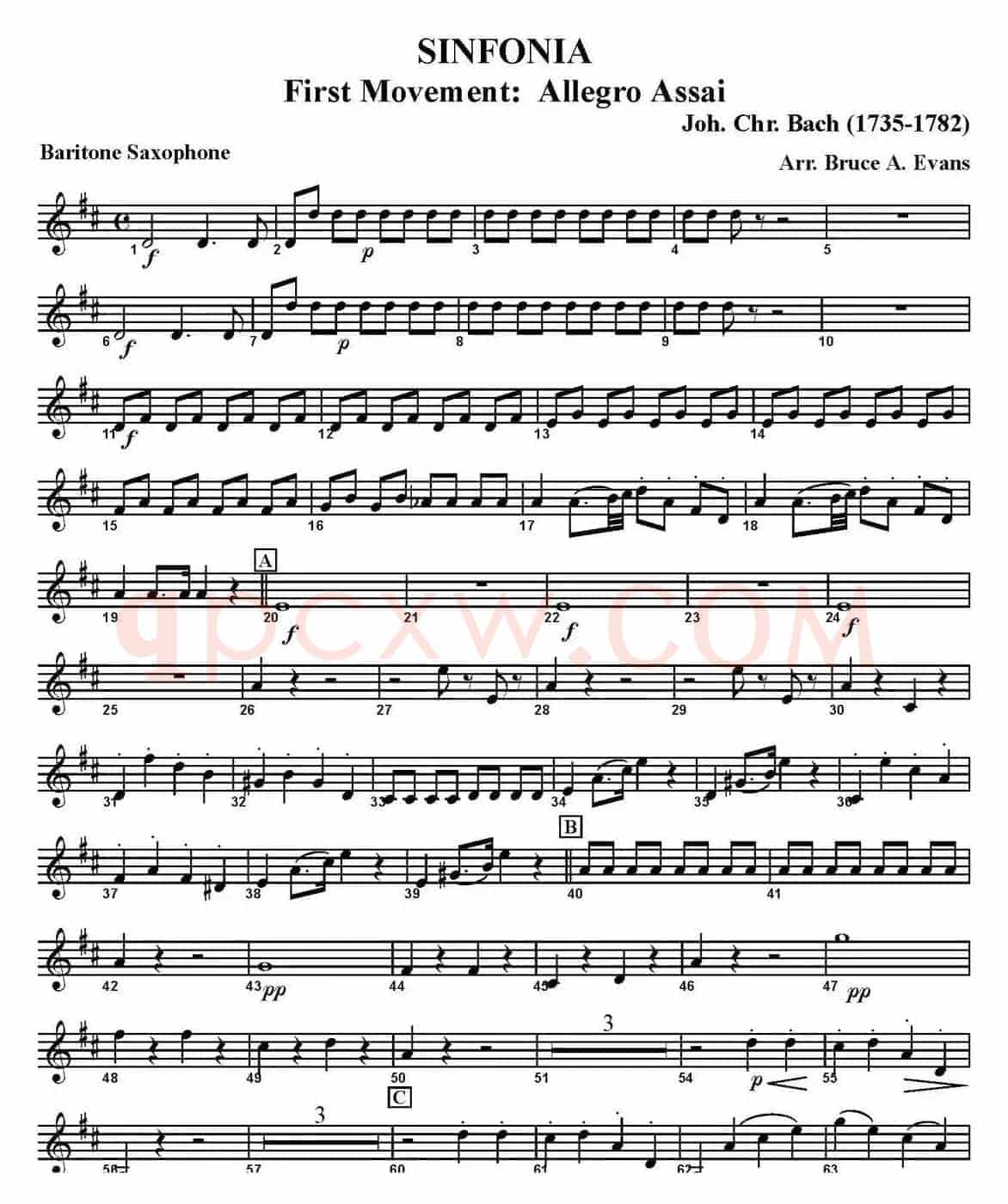 SINFONIA First Movement：Allegro Assai（四重奏·上低音萨克斯分谱）