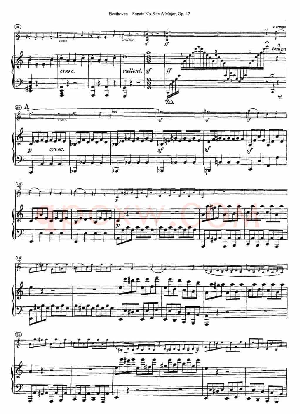 Violin Sonata No.9 in A Major Op.47（小提琴+钢琴伴奏）