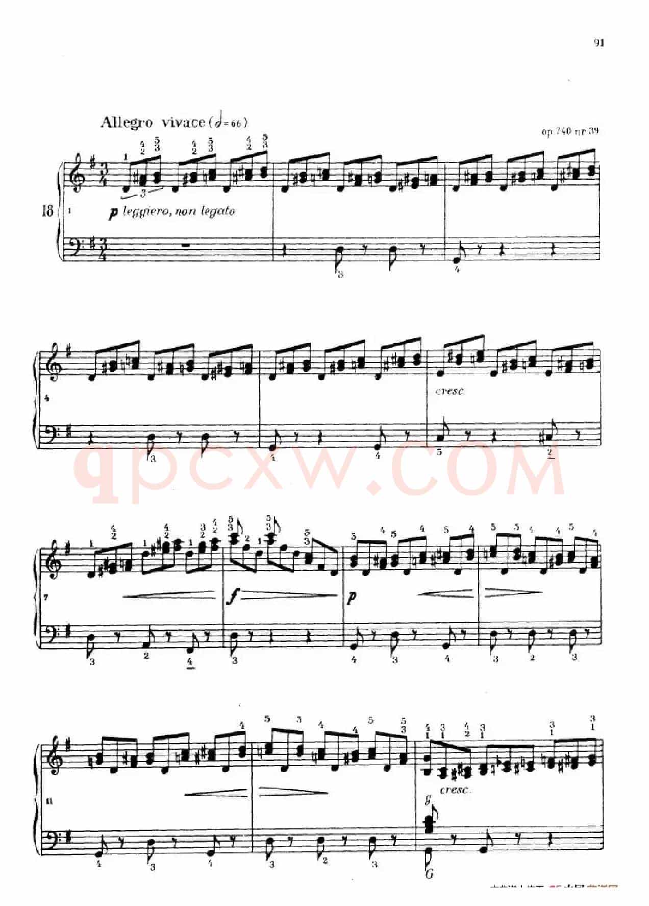 《车尔尼手风琴练习曲集》第Ⅳ册（第18首）