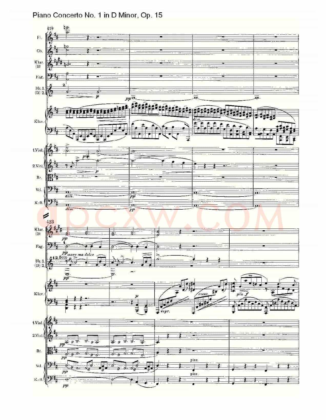 D小调钢琴第一协奏曲, Op.15第一乐章(二)