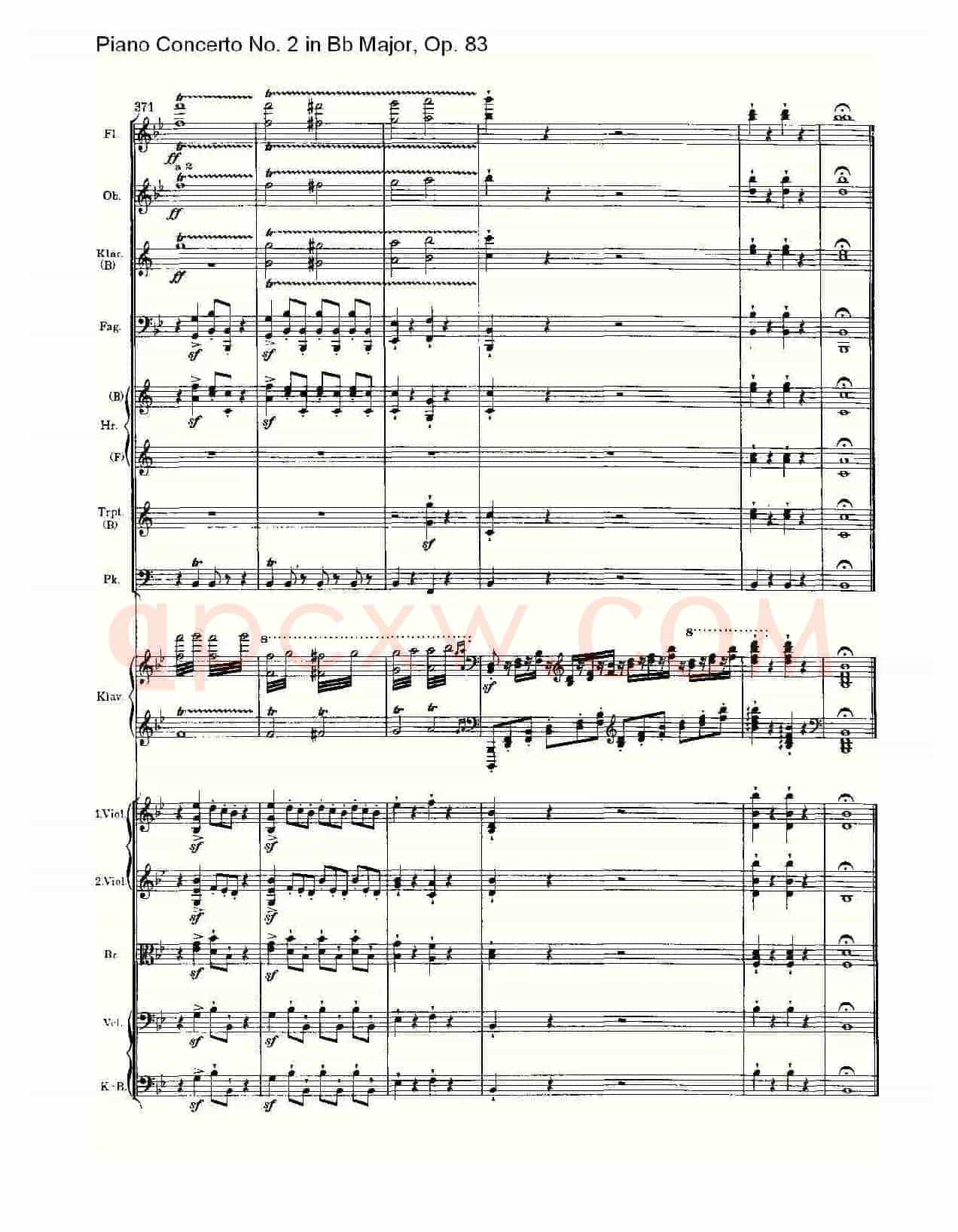 Bb大调钢琴第二协奏曲, Op.83第一乐章(二)