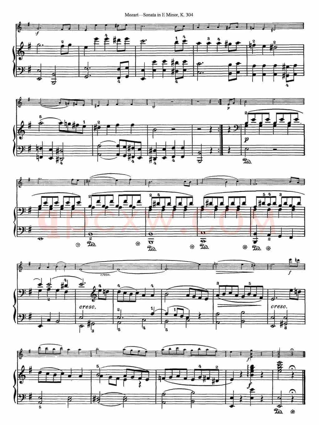 Violin Sonata in E Minor K.304（小提琴+钢琴伴奏）