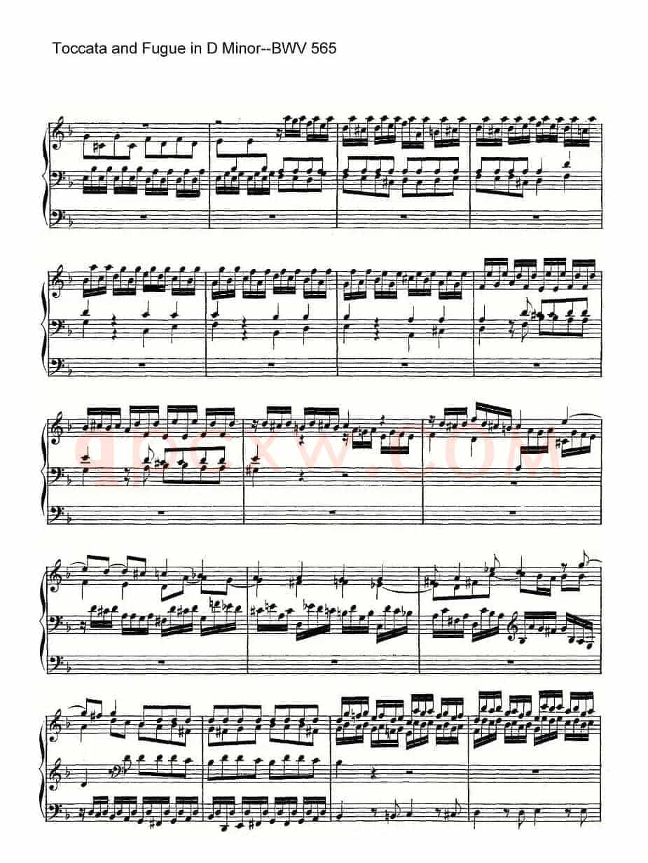 Toccata and Fugue in D Minor--BWV 565(管风琴谱)