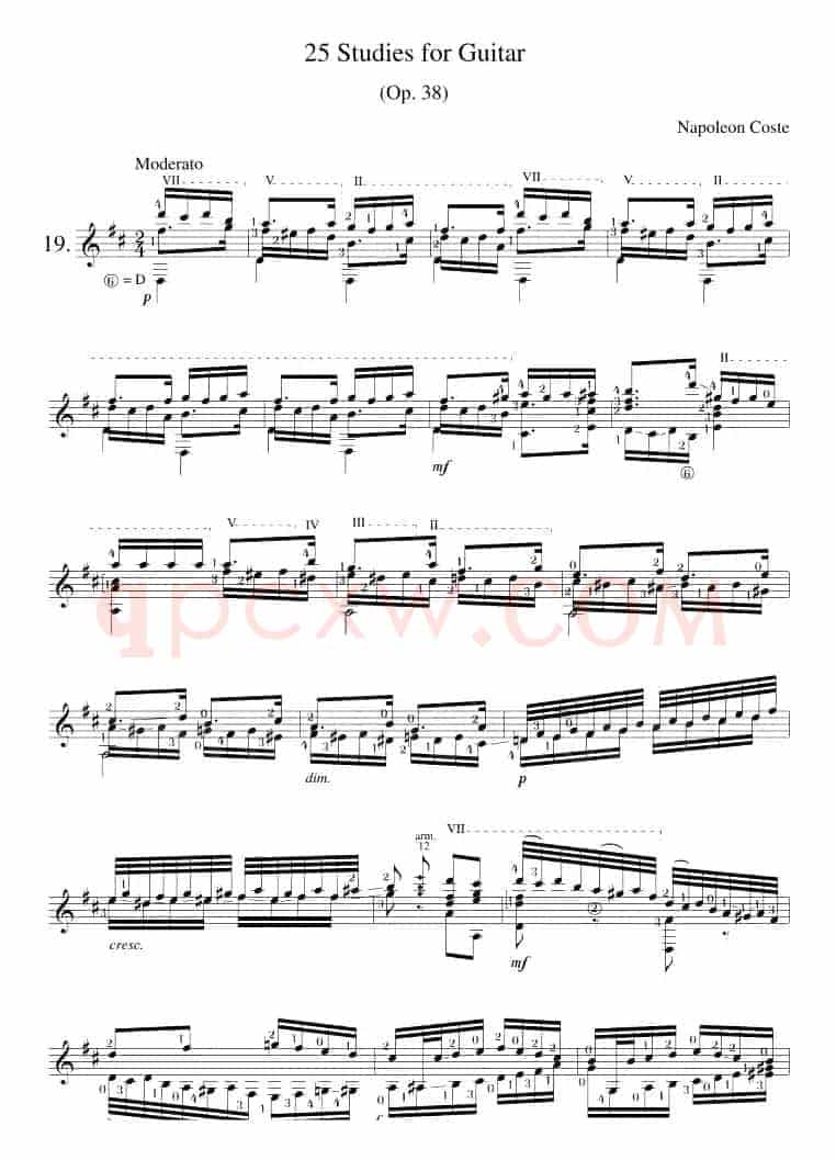 Napoleon Coste《25 Studies,Op.38》（STUDY 19）