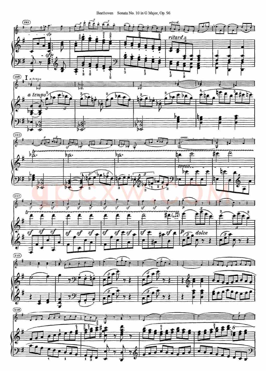 Violin Sonata No.10 in G Major Op.96（小提琴+钢琴伴奏）