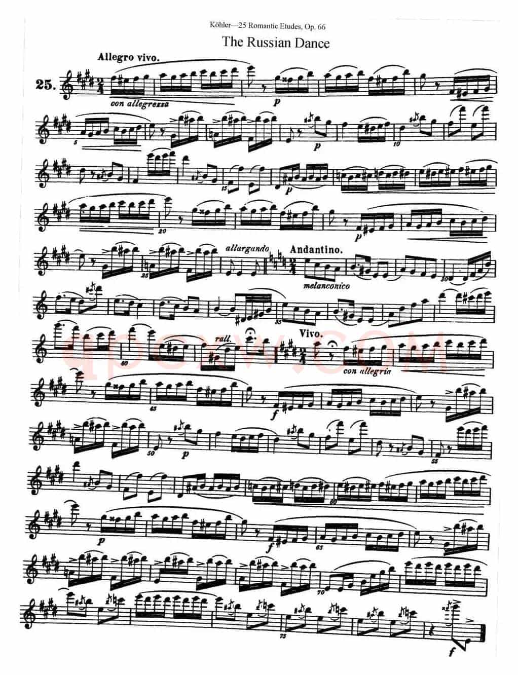 柯勒25首浪漫长笛练习曲作品66号（NO.25）