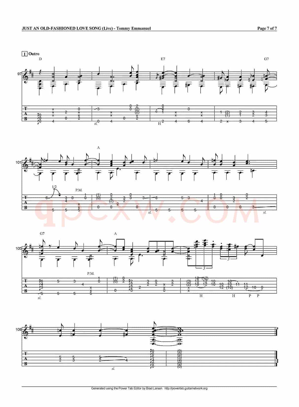 tommy emmanuel：just an old fashioned love song（指弹吉他）