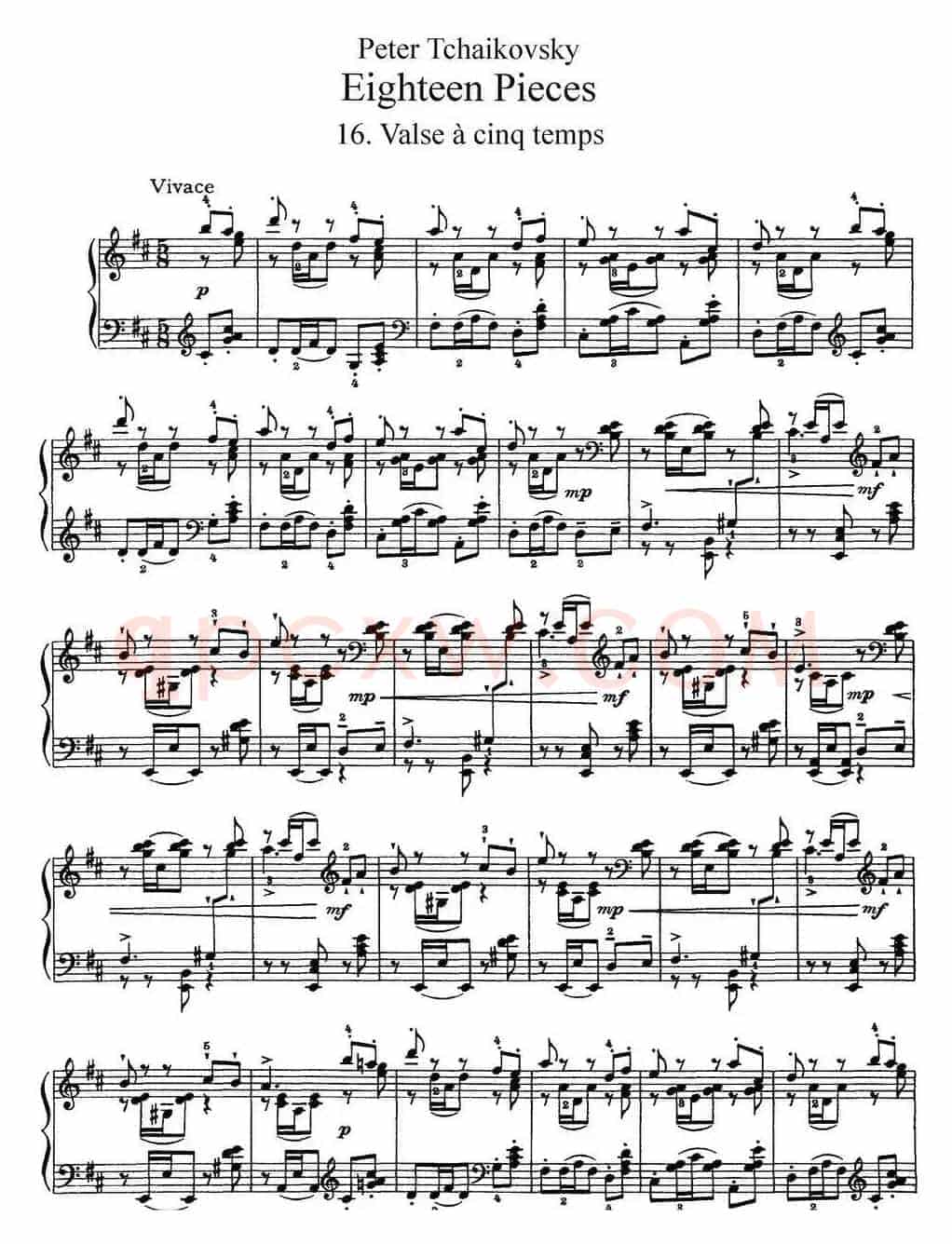 柴可夫斯基18首钢琴小品Op.72（16.Valse a cinq temps）