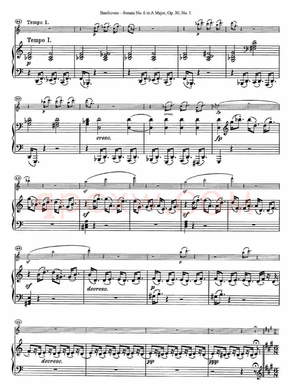 Violin Sonata No.6 in A Major Op.30 No.1（小提琴+钢琴伴奏）