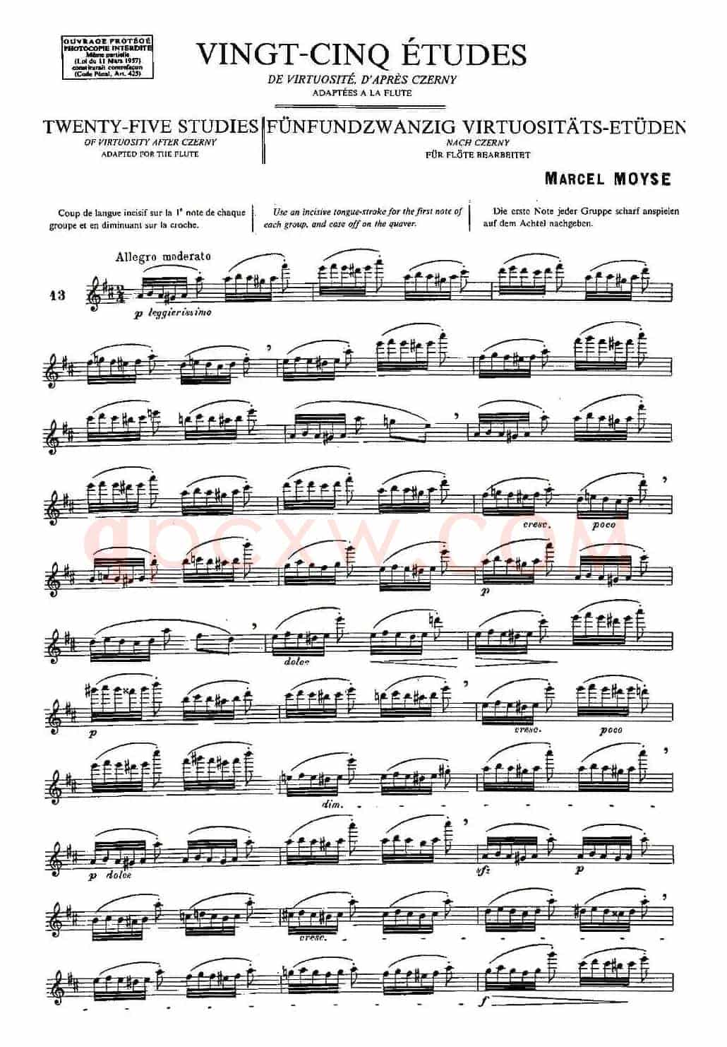 Moyse - 25 Studies after Czerny flute 之13（25首改编自车尔尼作品的练习曲）