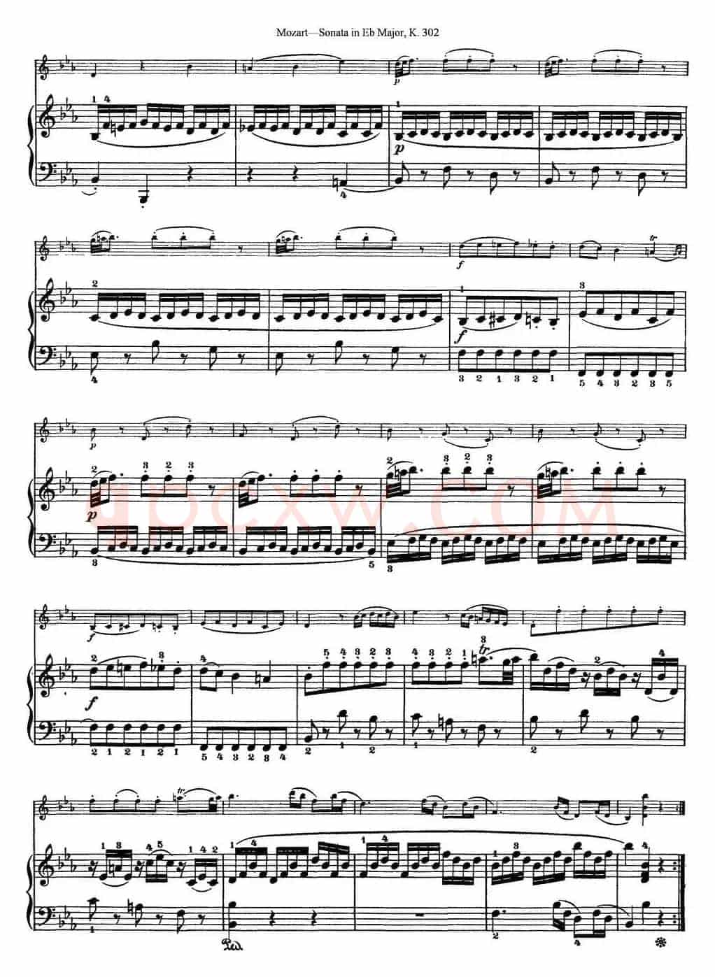 Violin Sonata in Eb Major K.302（小提琴+钢琴伴奏）