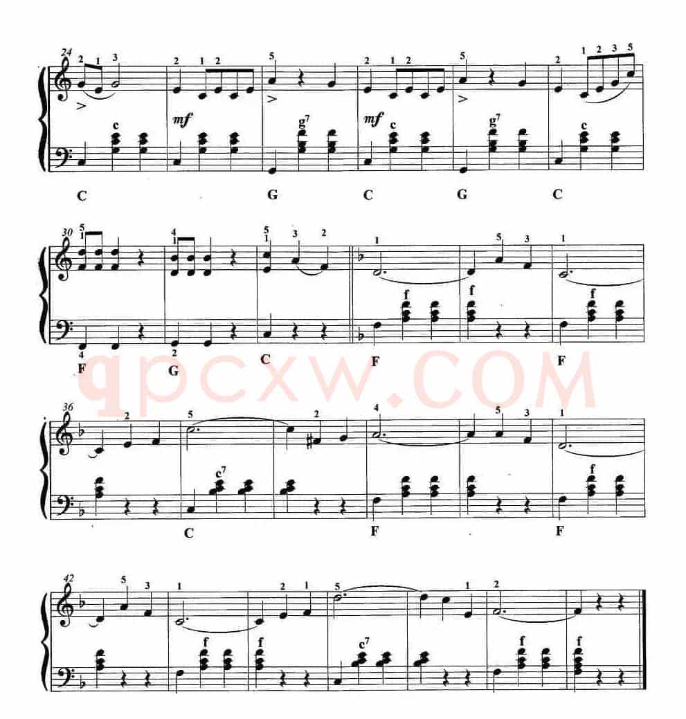 手风琴考级第一级：4、乐曲