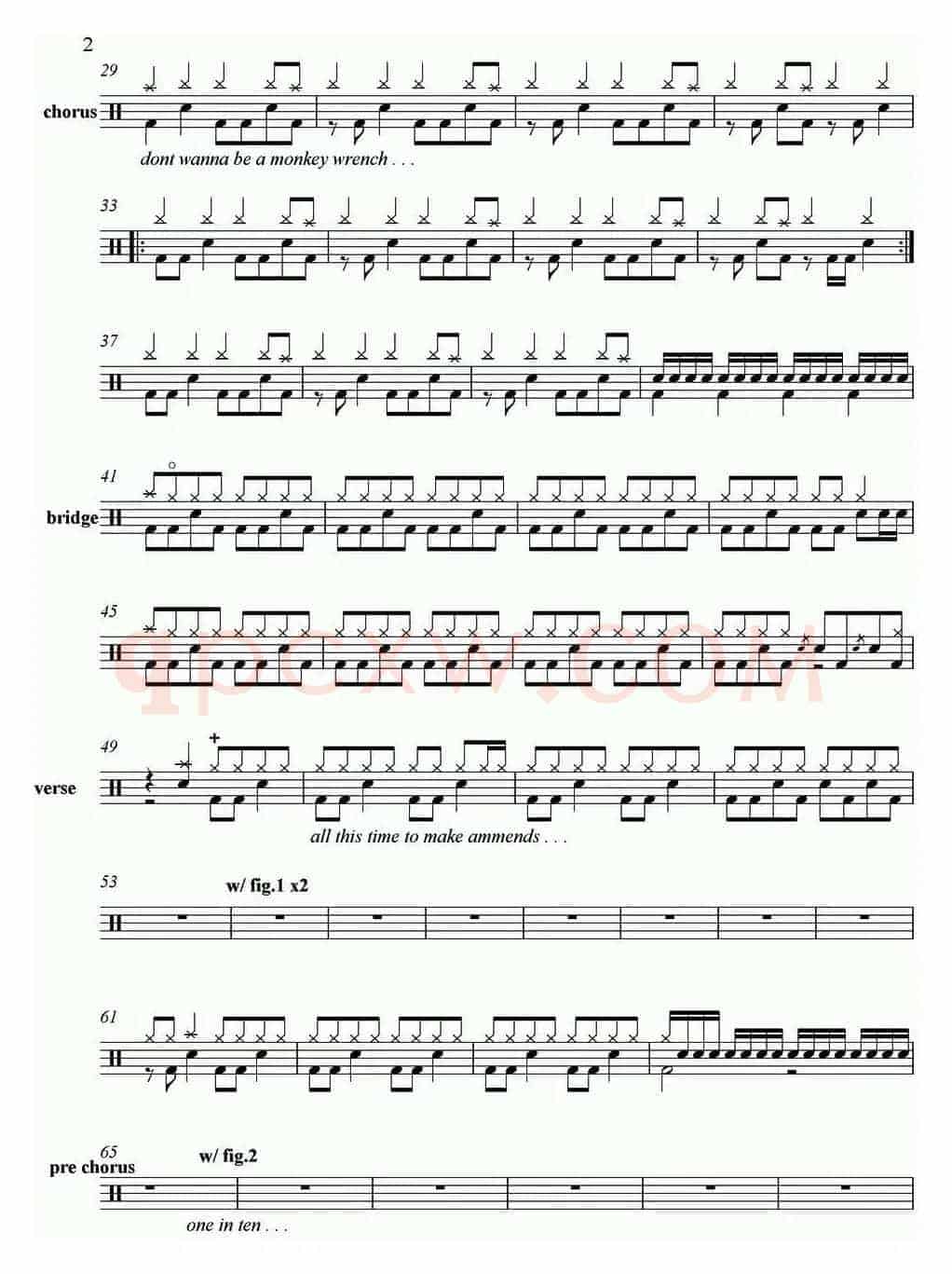爵士鼓谱：Foo Fighters-Monkey wrench