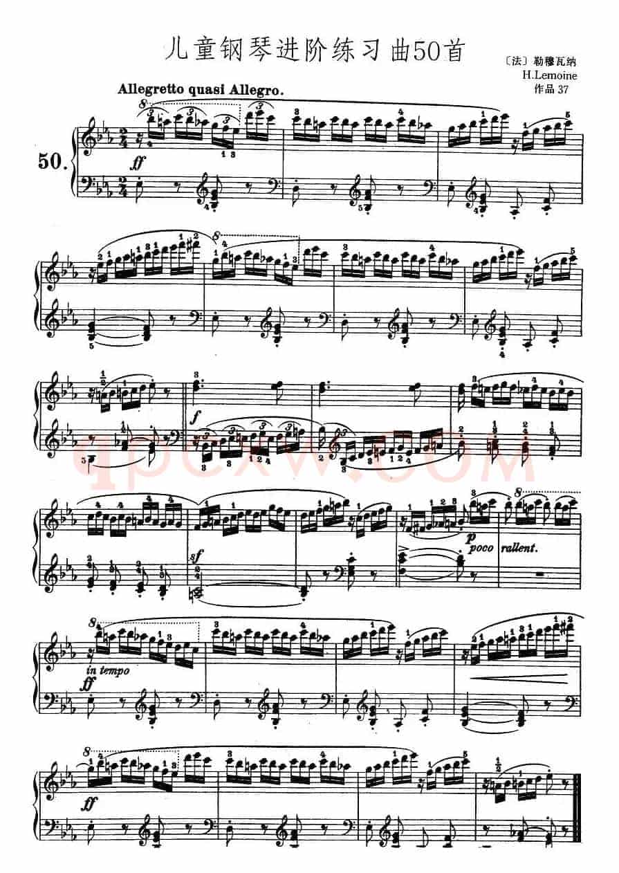 儿童钢琴进阶练习曲50首之50