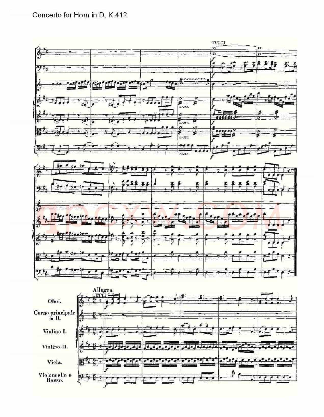 Concerto for Horn in D, K.412(D调法国号协奏曲, K.412)