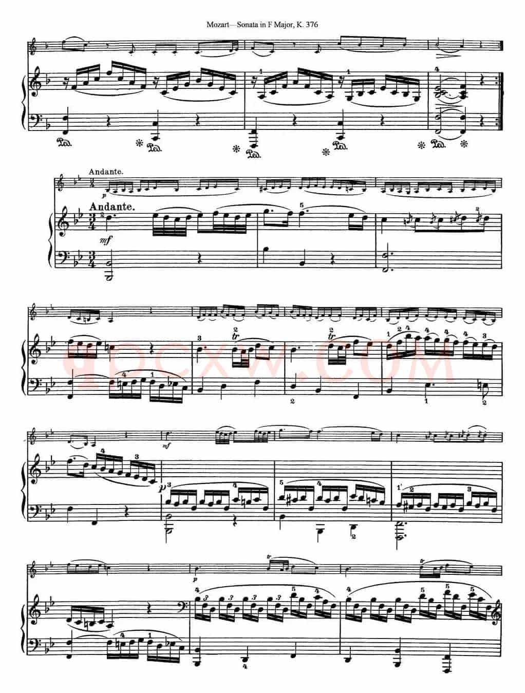 Violin Sonata in F Major K.376（小提琴+钢琴伴奏）