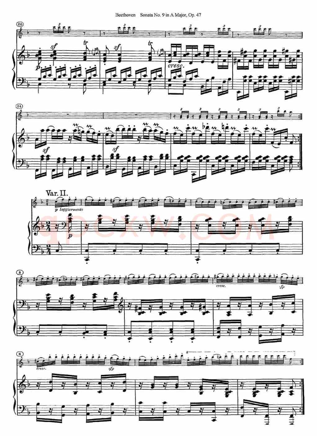 Violin Sonata No.9 in A Major Op.47（小提琴+钢琴伴奏）