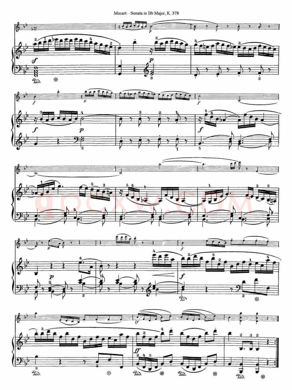 Violin Sonata in Bb Major K.378（小提琴+钢琴伴奏）