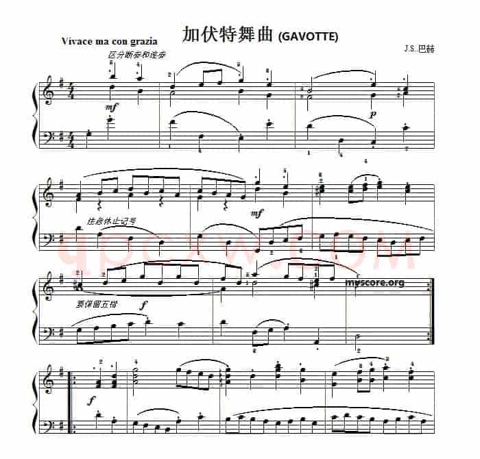 巴赫初级钢琴曲之二十一：加伏特舞曲