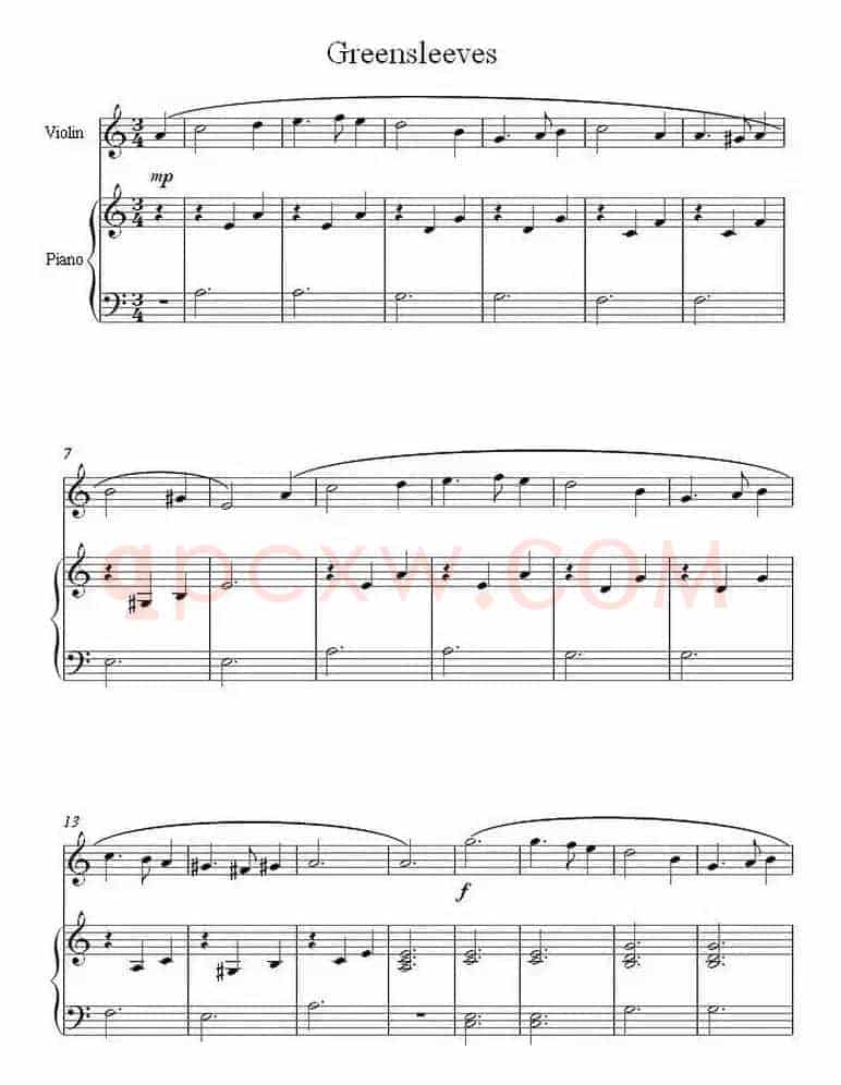 Greensleeves 绿袖子（小提琴+钢琴伴奏）