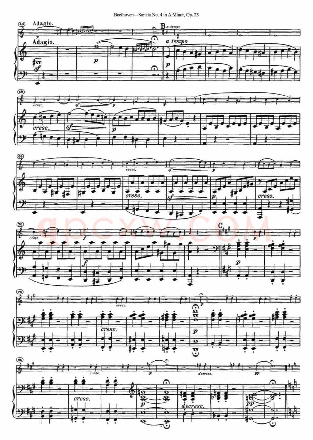 Violin Sonata No.4 in A Minor Op.23（小提琴+钢琴伴奏）