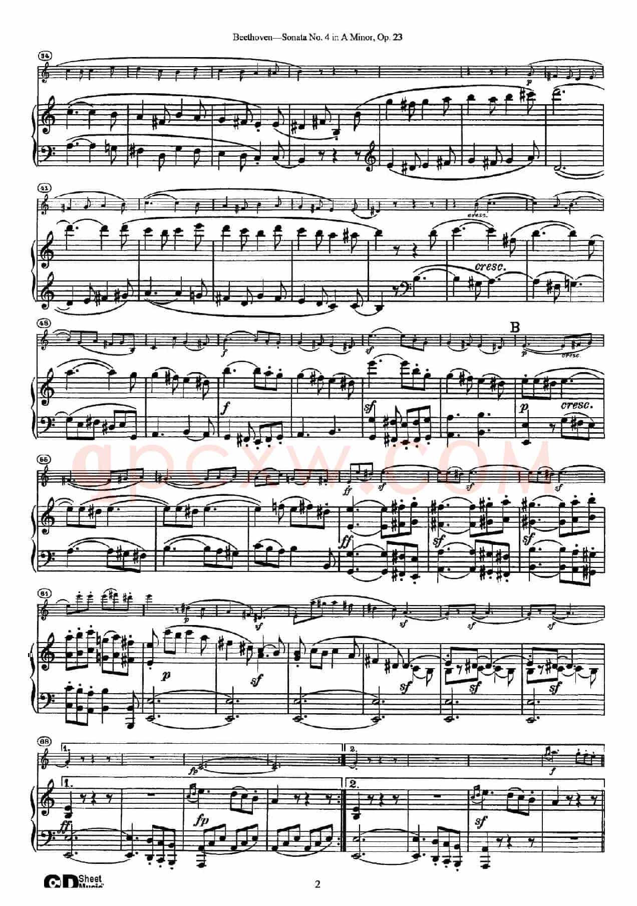A小调第四小提琴奏鸣曲（Sonata No.4 in A Minor Op.23）（小提琴+钢琴伴奏）