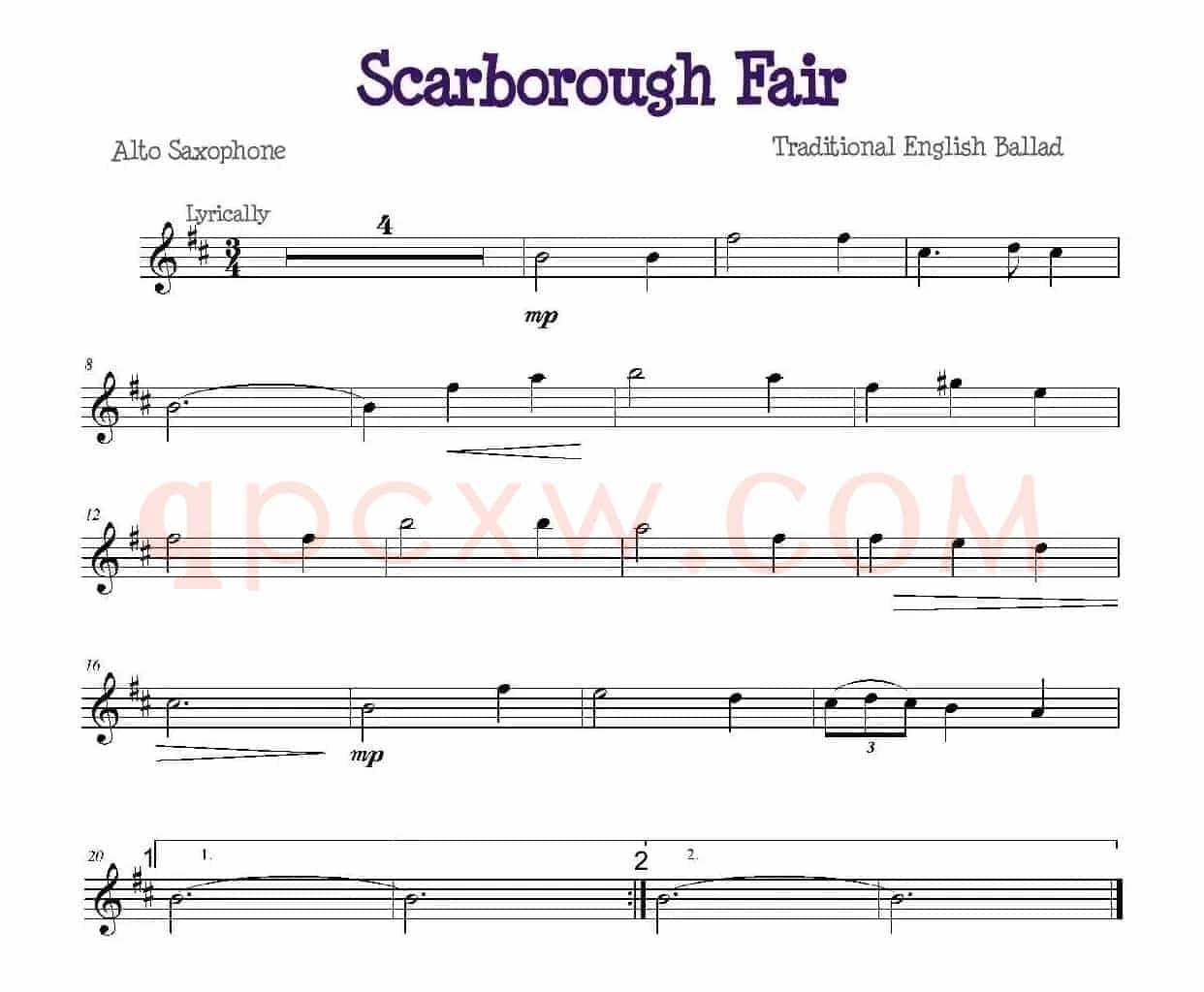 Scarborough Fair（斯卡保罗集市）（中英萨克斯+钢琴伴奏）