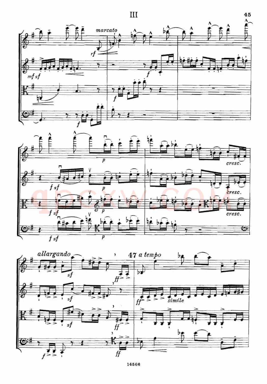 QUARTET Op.83(第三部分)(弦乐四重奏)