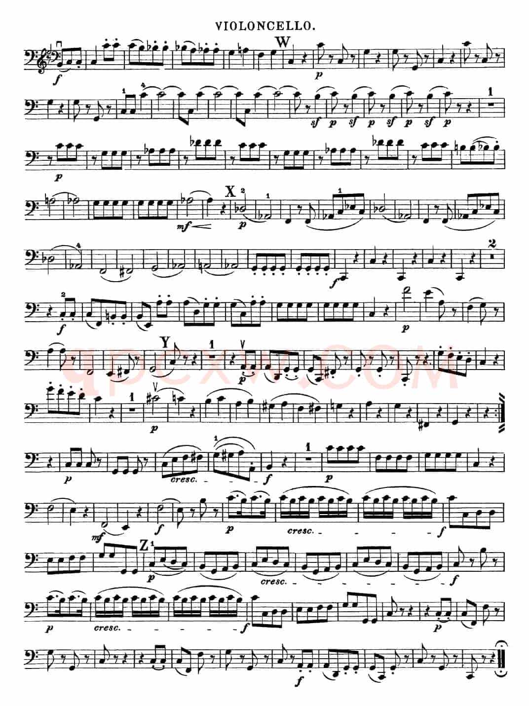 Mozart《Quartet No.19 in C Major,K.465》（Cello分谱）