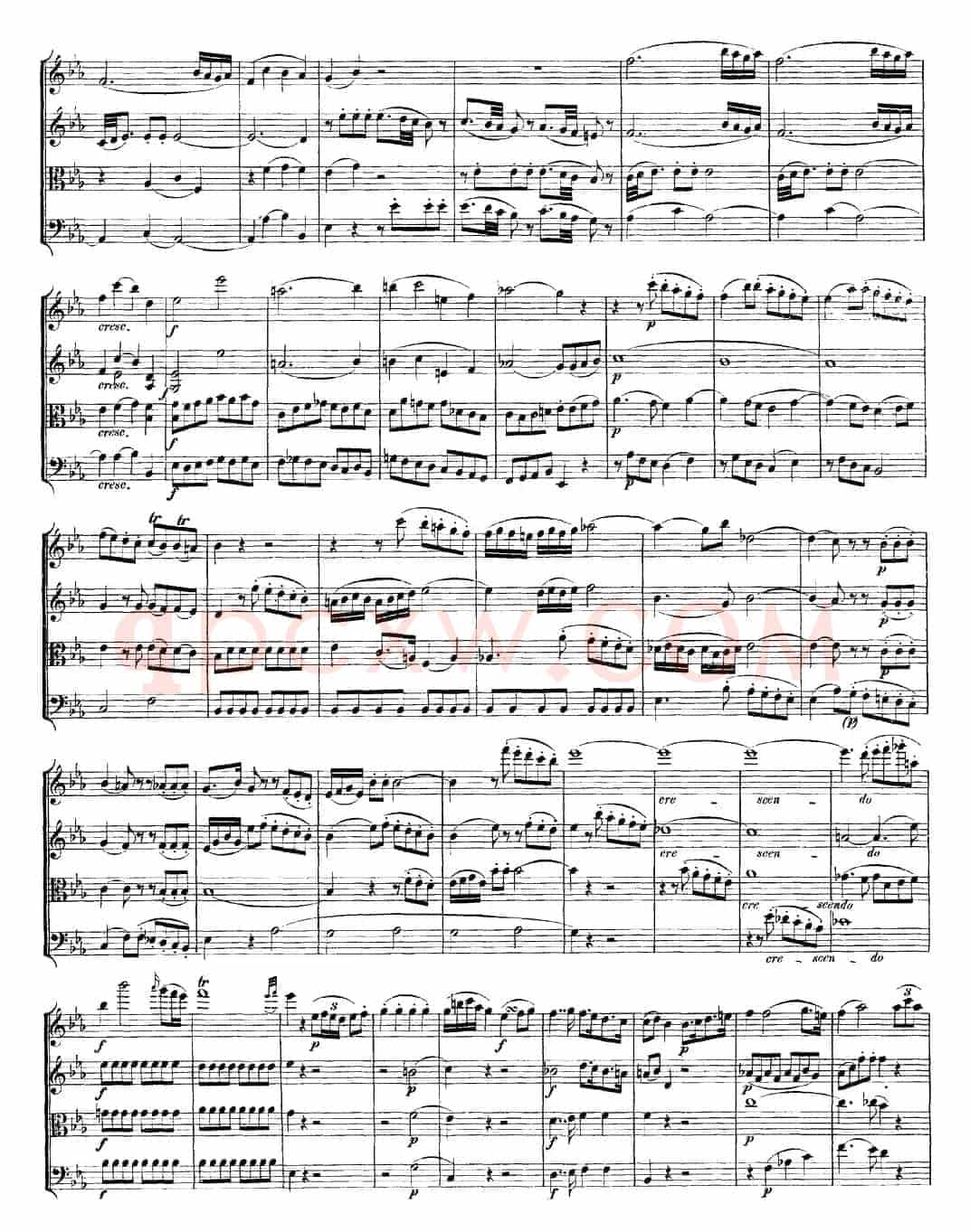 Mozart《Quartet No.16 in Eb Major,K.428》（总谱）