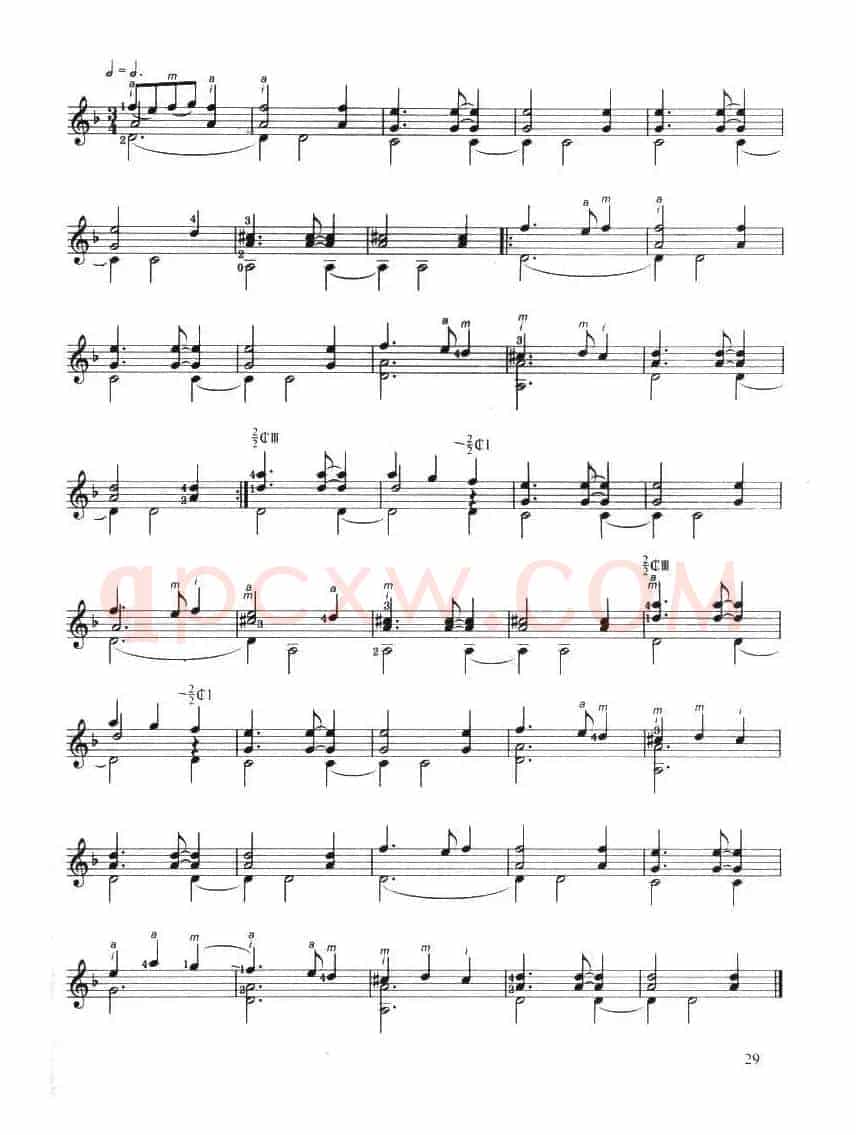 古典吉他考级三级外国乐曲A组（4首）
