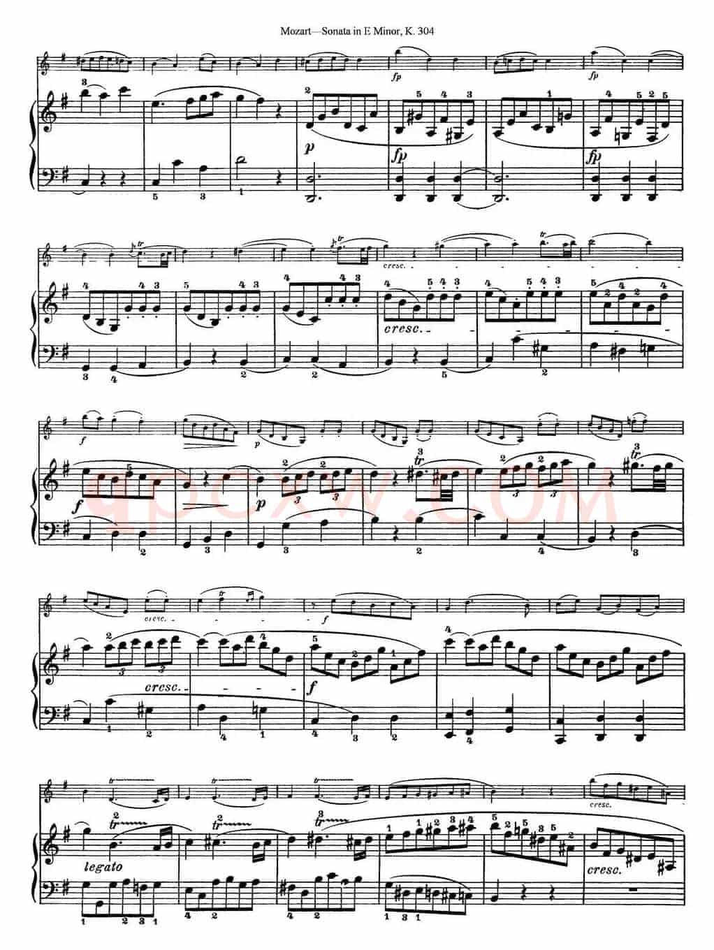 Violin Sonata in E Minor K.304（小提琴+钢琴伴奏）