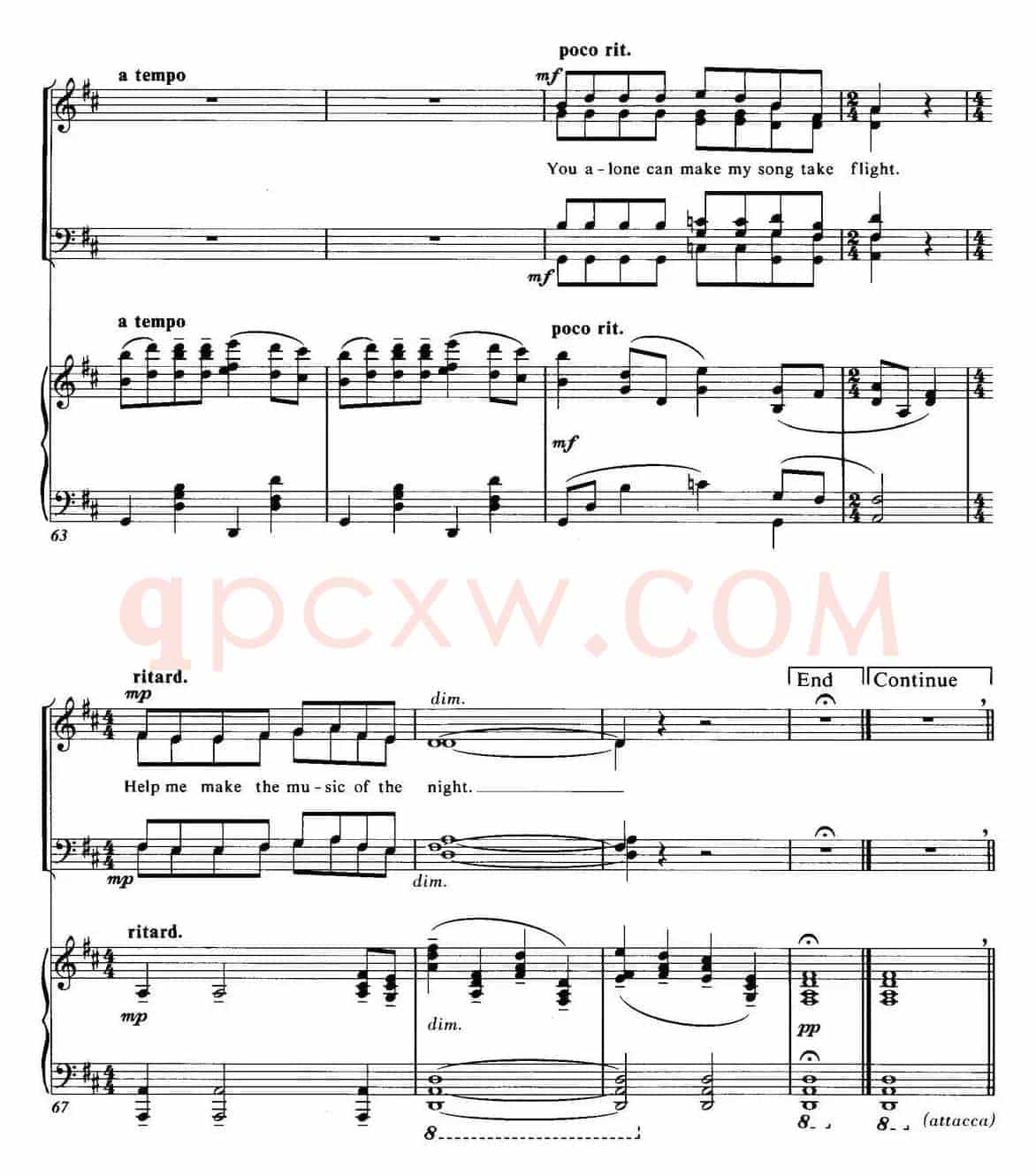 Choral Suite from The Phantom of the Opera（3 THE MUSIC OF THE NIGHT、四重奏）
