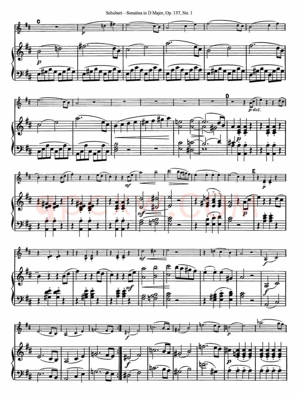 Violin Sonatina in D major Op.137 No.1（小提琴+钢琴伴奏）
