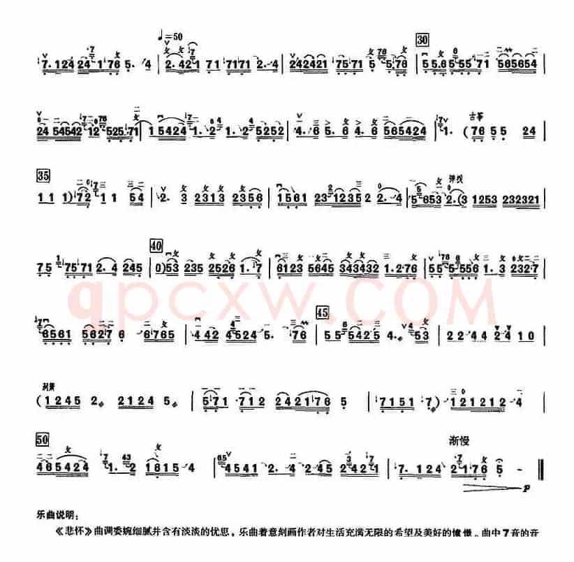 悲怀（甘尚时椰胡演奏谱）