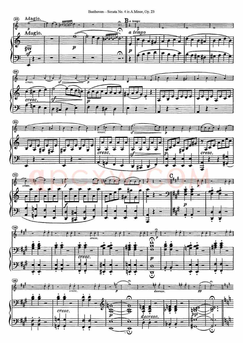 Violin Sonata No.4 in A Minor Op.23（小提琴+钢琴伴奏）