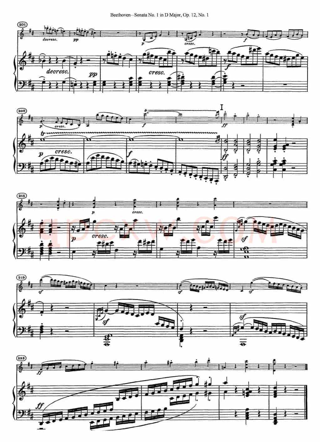 Violin Sonata No.1 in D Major Op.12 No.1（小提琴+钢琴伴奏）
