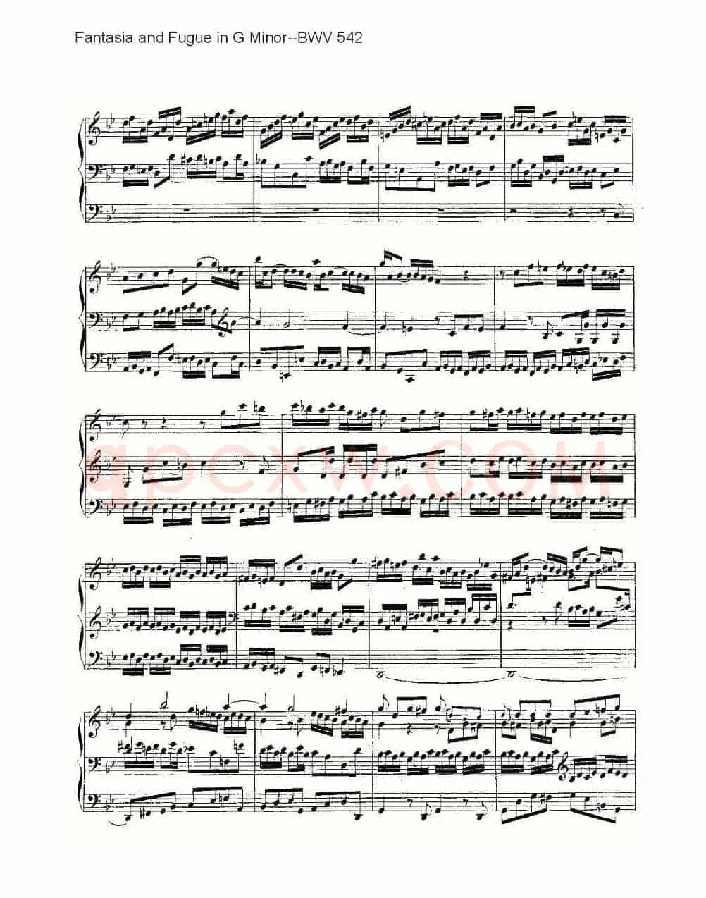 Fantasia and Fugue in G Minor--BWV 542 (管风琴谱)