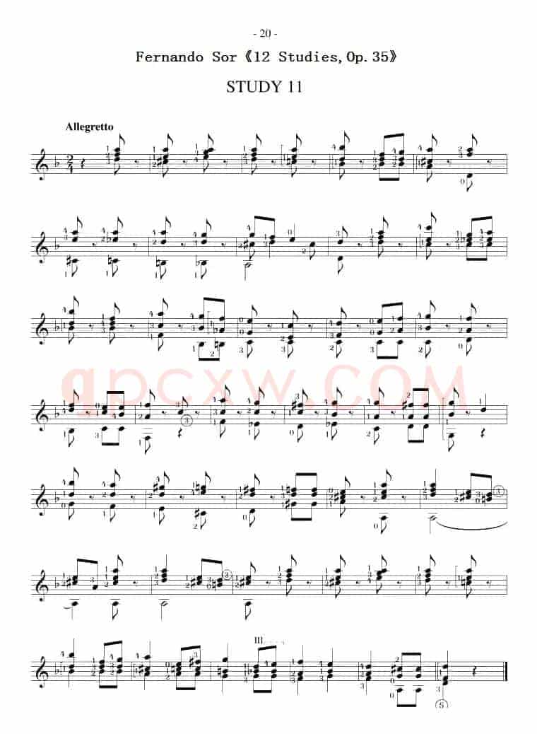 Fernando Sor《12 Studies,Op.35》（STUDY 11）