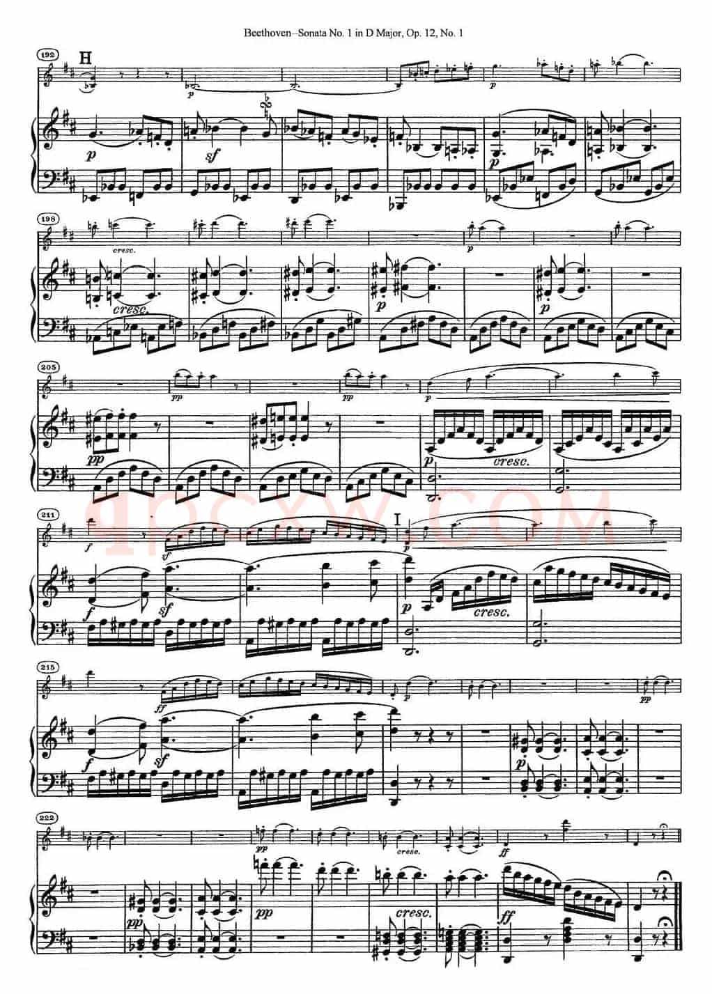 Violin Sonata No.1 in D Major Op.12 No.1（小提琴+钢琴伴奏）