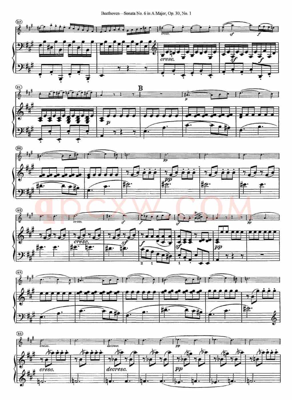 Violin Sonata No.6 in A Major Op.30 No.1（小提琴+钢琴伴奏）
