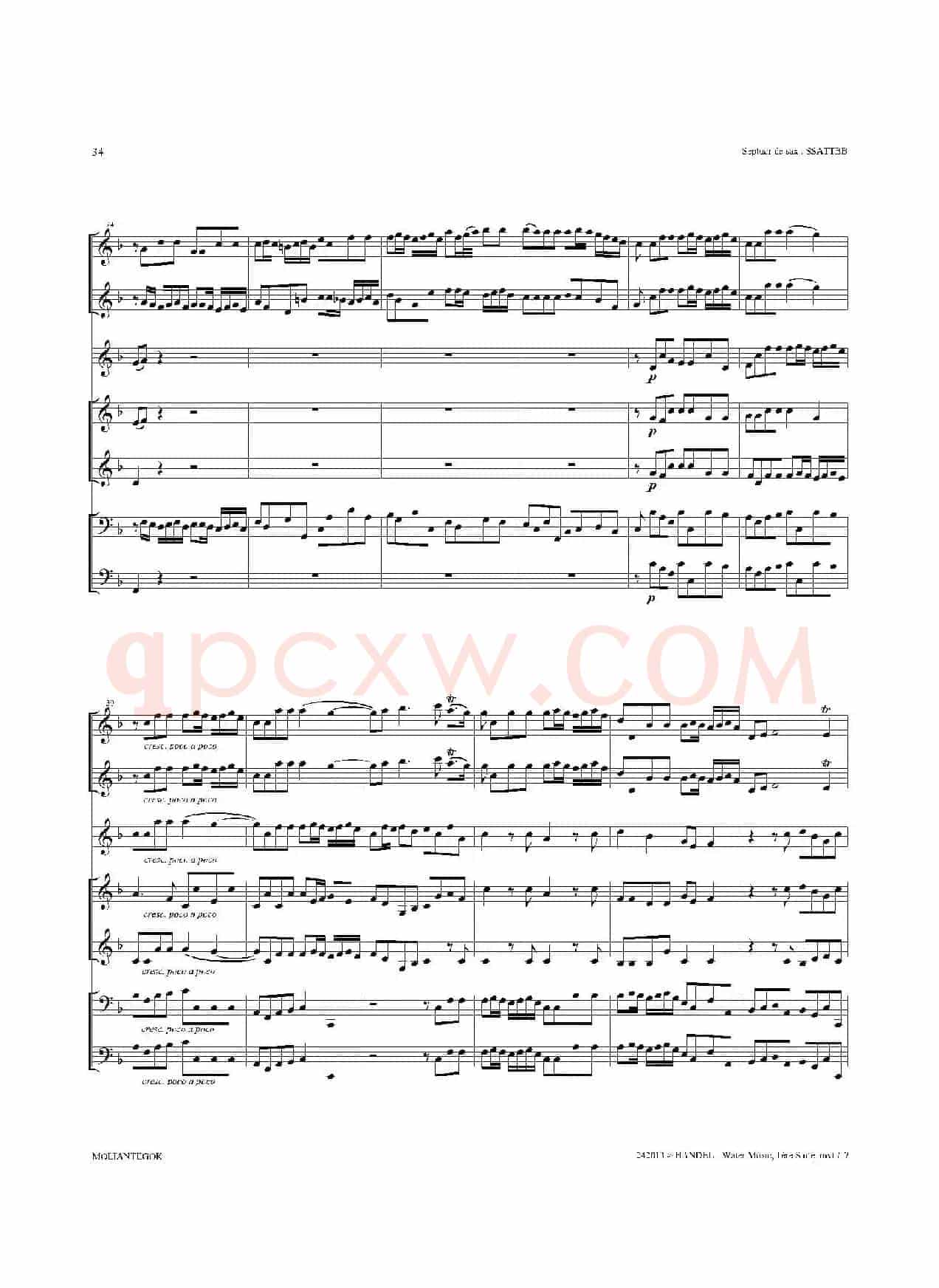 Water Music（HWV.348 No.1）（萨克斯合奏总谱）