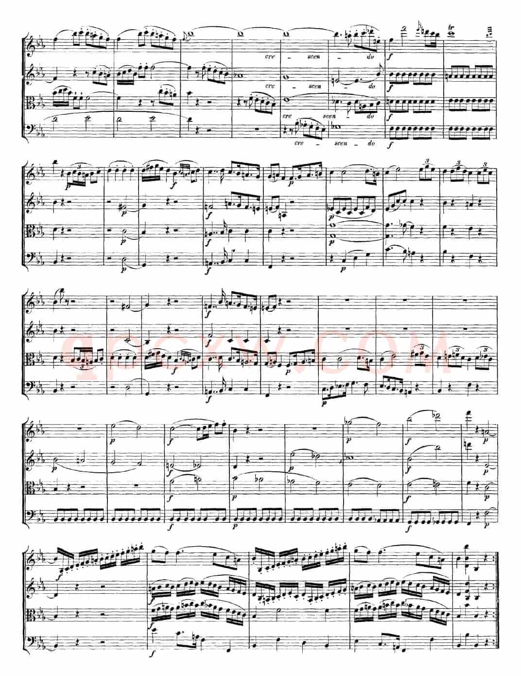 Mozart《Quartet No.16 in Eb Major,K.428》（总谱）