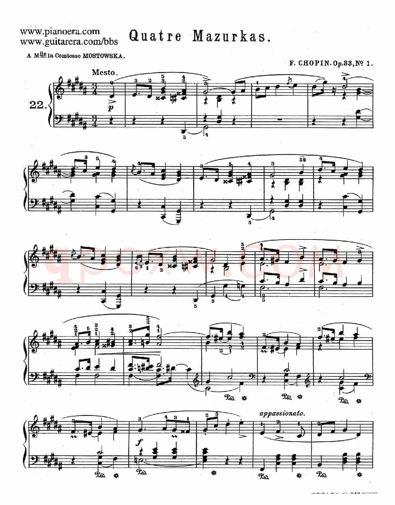Quatre Mazurkas Op.33（4首玛祖卡舞曲·1）