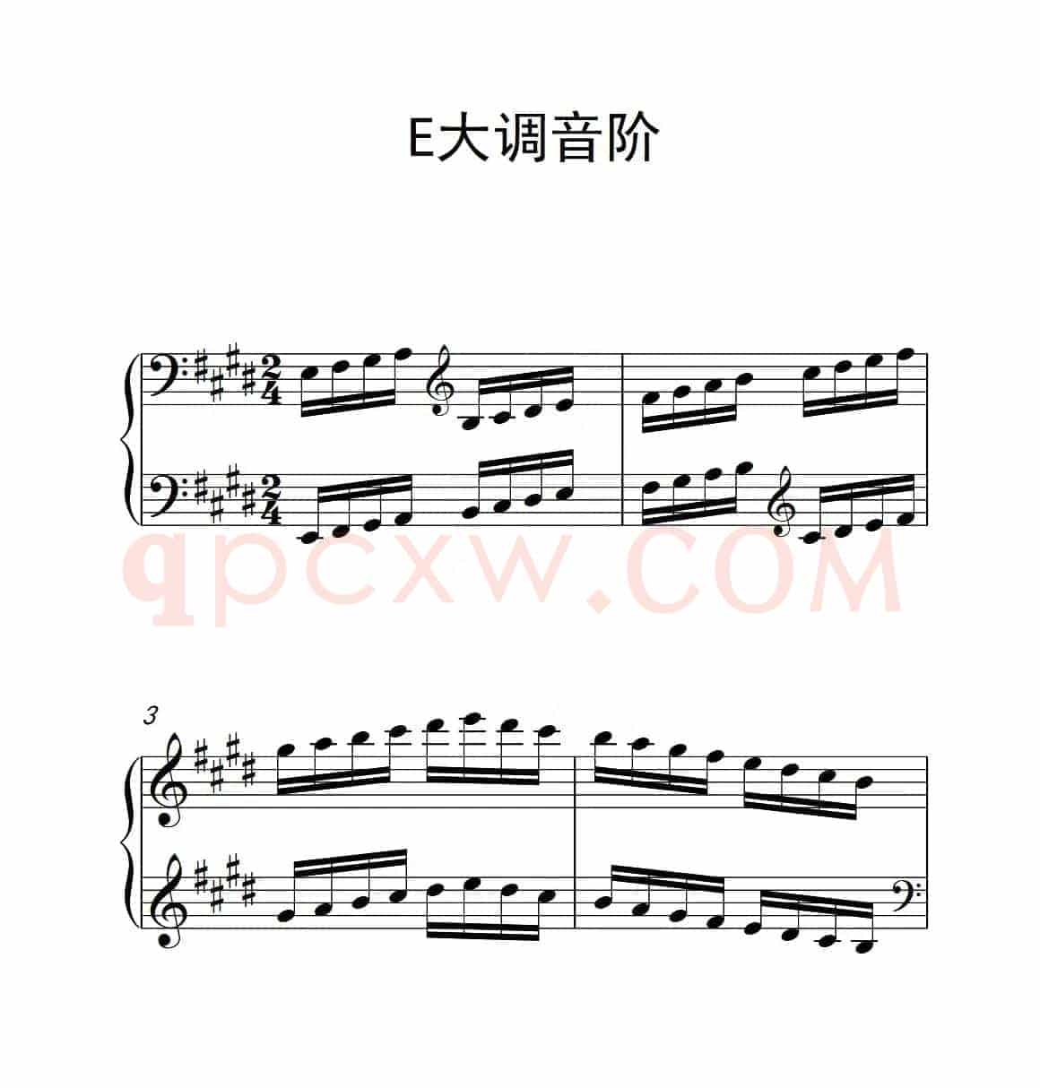第三级 E大调音阶（中国音乐学院钢琴考级作品1~6级）