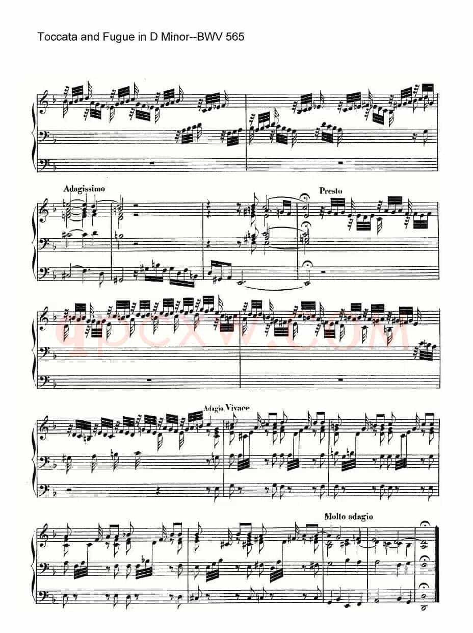 Toccata and Fugue in D Minor--BWV 565(管风琴谱)