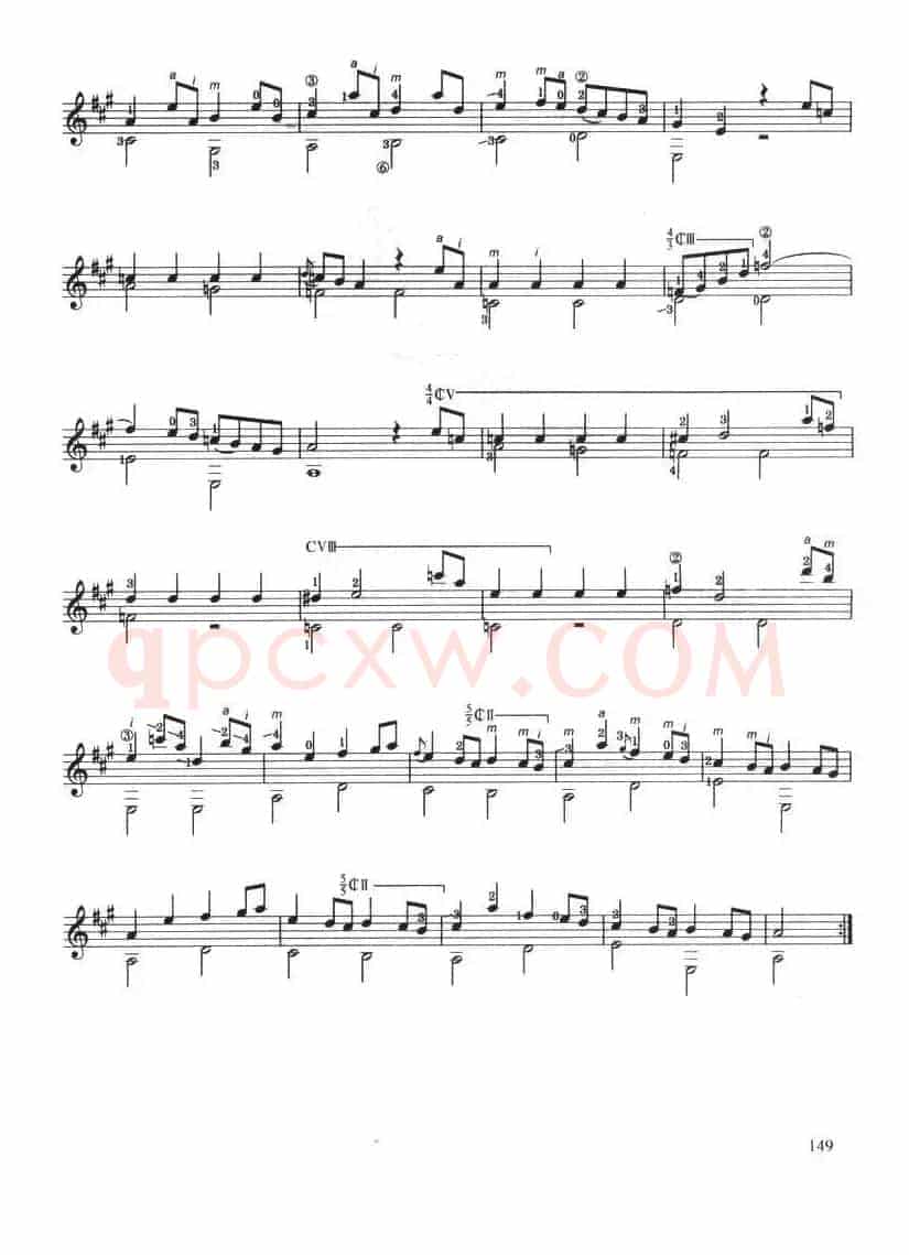 古典吉他考级八级外国乐曲A组（4、A大调奏鸣曲）